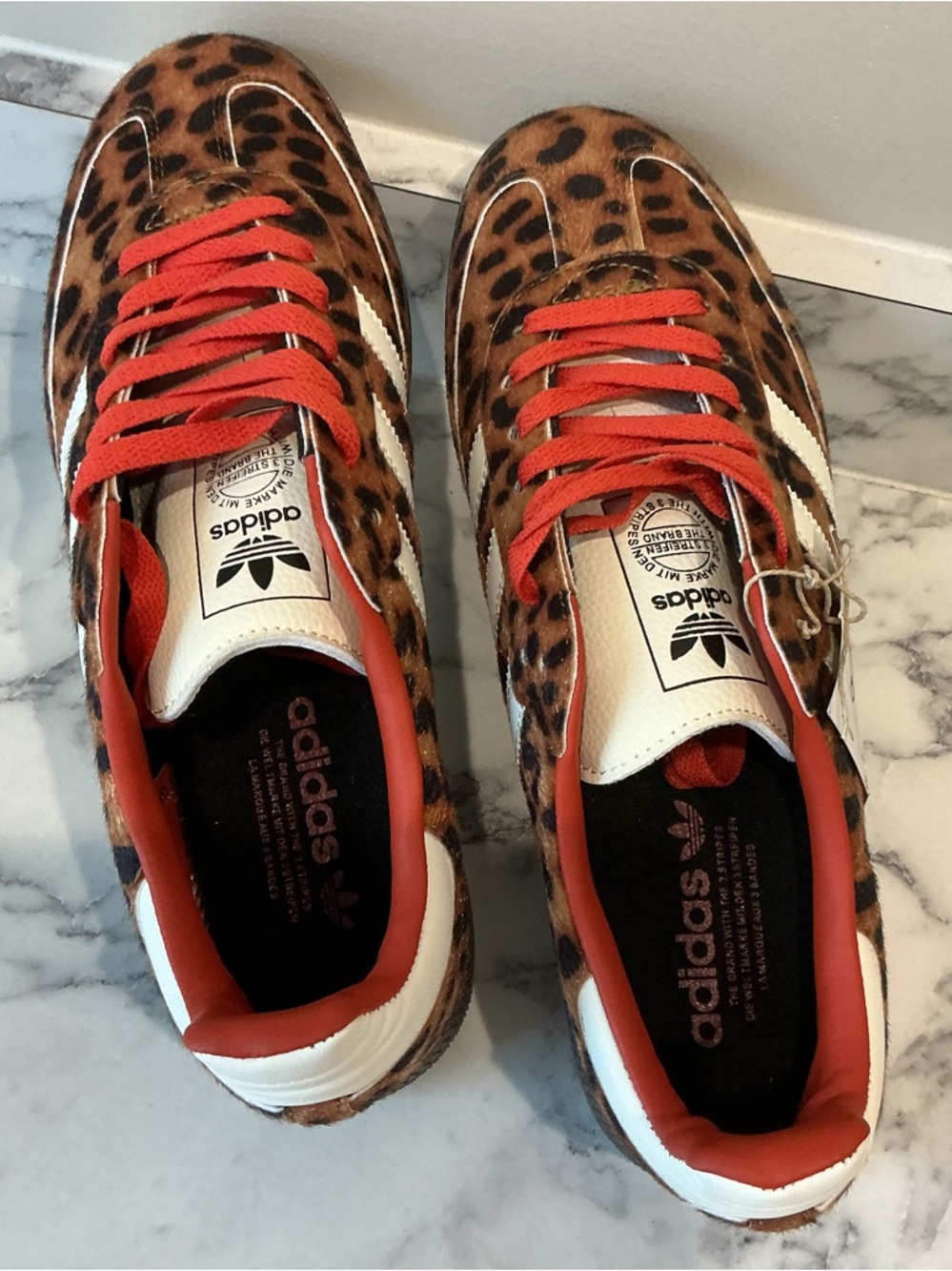 adidas Samba OG Preloved Cheetah Print Shoes with Bright RedTrim